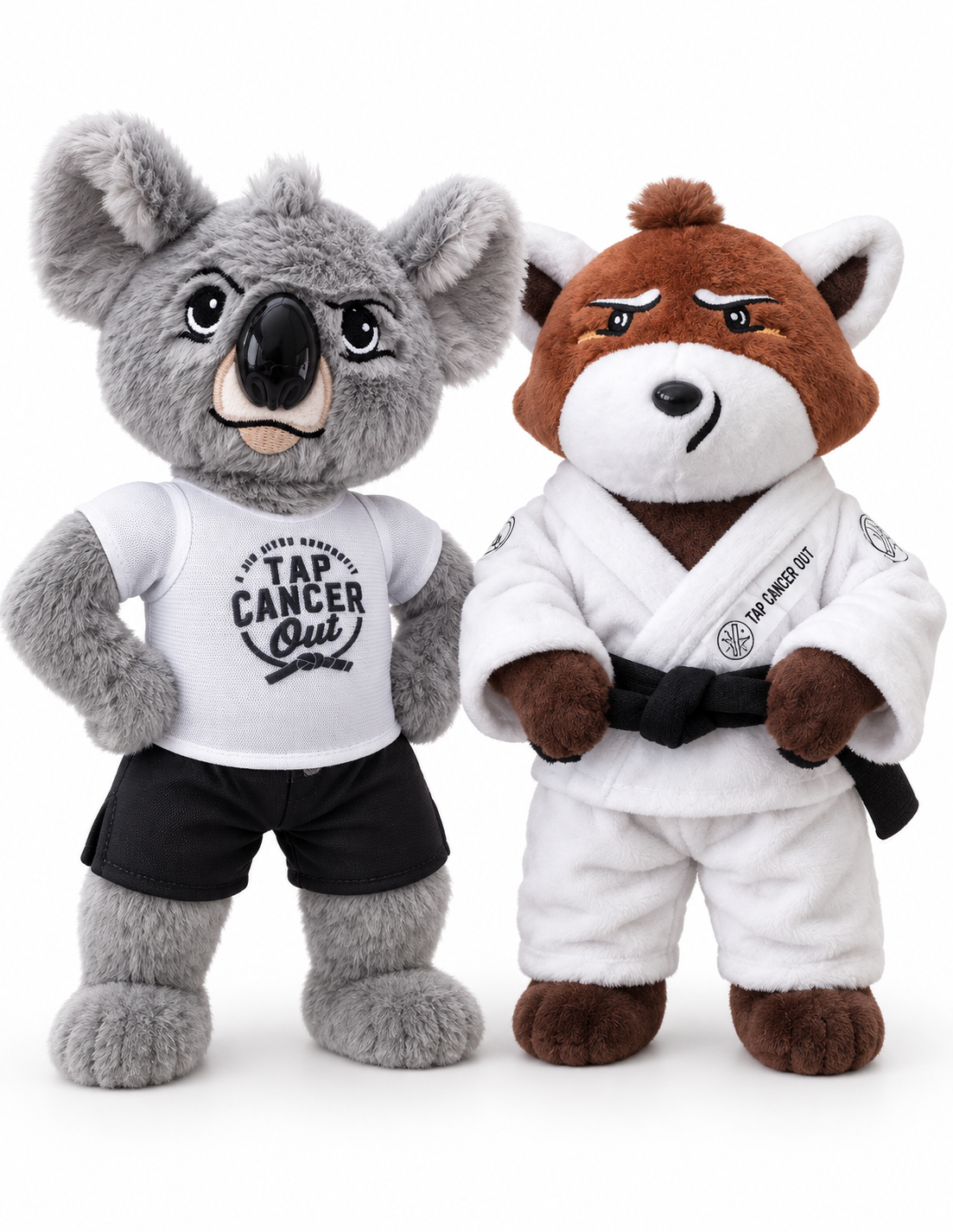 koala and red panda plush tap cancer out mascots