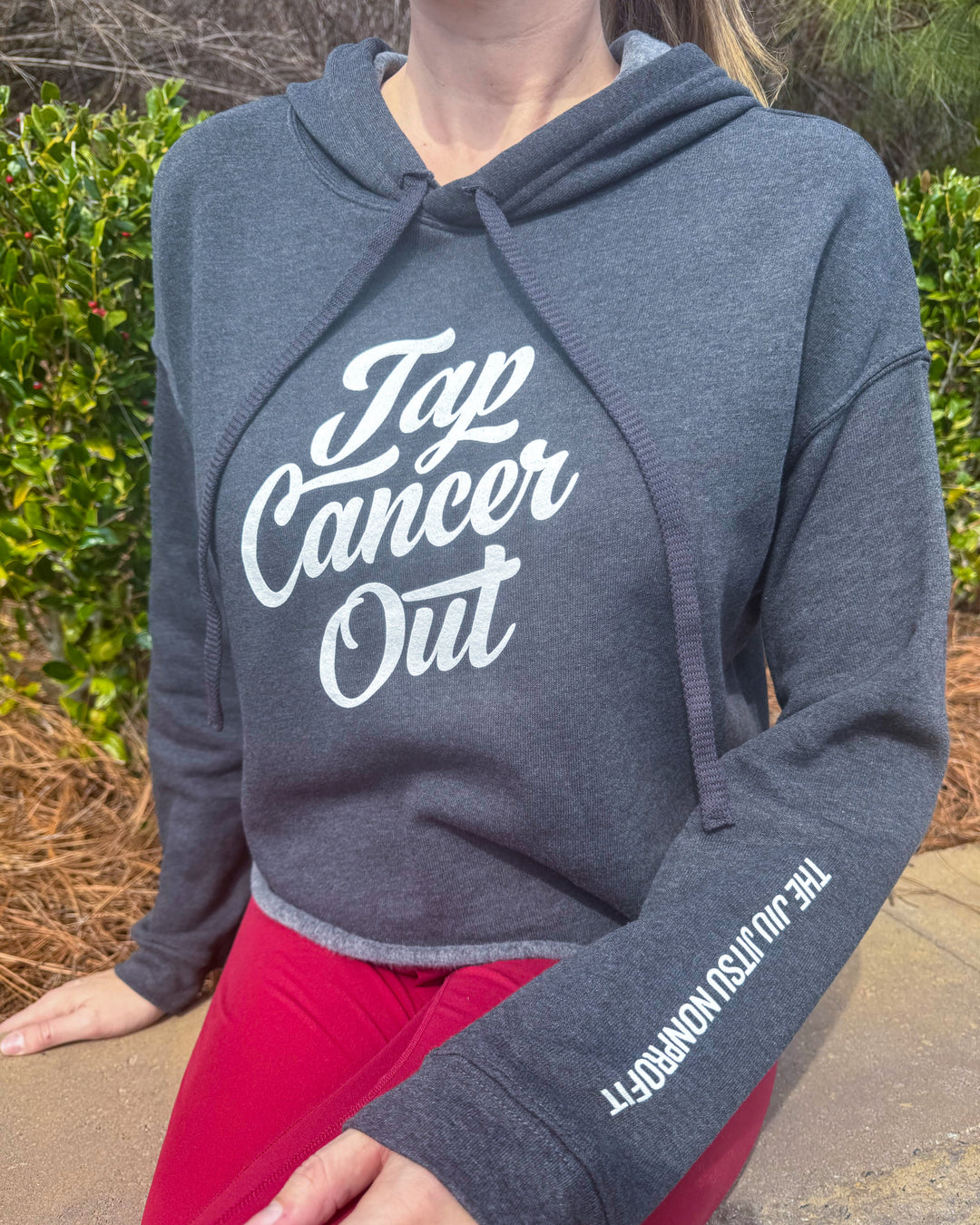 Tap Cancer Out Ladies Cropped Hoodie